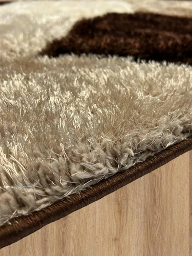 Vista 5 de Alfombra de área 4D color marrón de 5 x 7 pulgadas, felpa gruesa y suave y moderna, resistente a las manchas, fácil de limpiar y hecha a máquina