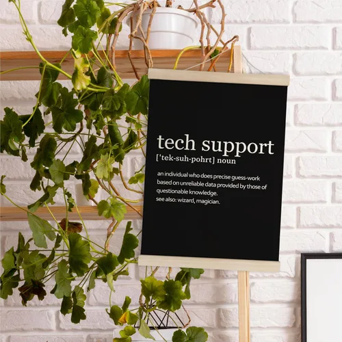 Vista 3 de HRQKO Tech Support Definition - Marco para colgar pósteres, arte de pared moderno y minimalista con marcos de madera, regalos de soporte técnico