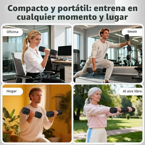 Vista 6 de Juego de 2 mancuernas ajustables, juego de pesas ajustables, mango antideslizante, juego de mancuernas de pesas libres 4 en 1 para mujeres en casa