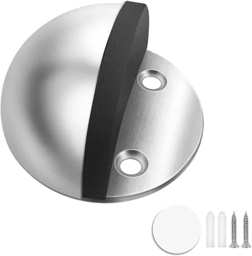 Vista 10 de Topes de puerta para piso, tope de puerta adhesivo montado en el suelo, acero inoxidable, topes de puerta de goma para parachoques de puerta Negro