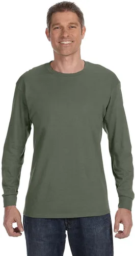 Vista 6 de Gildan - Camiseta de algodón y de manga larga para hombre, modelo G2400 (1) verde irlandés + (1) negro