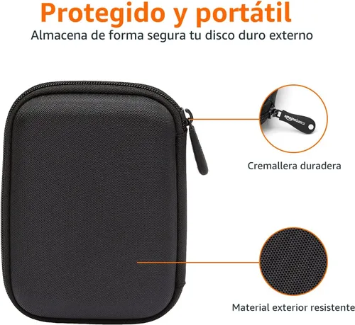 Vista 3 de Amazon Basics Estuche de transporte portátil para disco duro externo, color negro