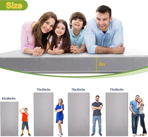 Vista 2 de Colchoneta portátil de espuma viscoelástica – Colchón plegable enrollable con funda impermeable – Bolsa de viaje ligera
