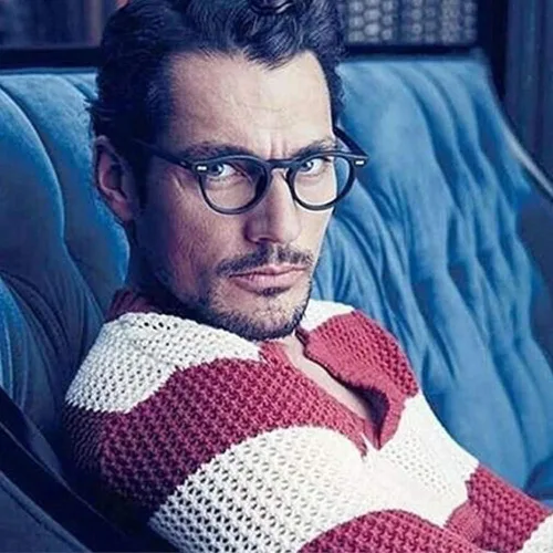 Vista 5 de EAREADA Gafas redondas vintage transparentes con borde redondo grueso y acetato para hombre