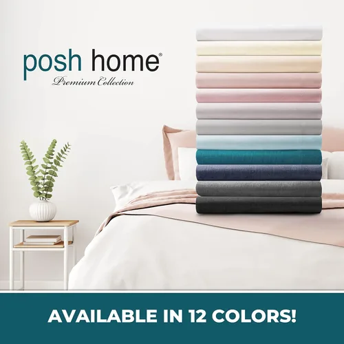 Vista 7 de Posh Home Juego de sábanas de punto de jersey, sábanas de 3 piezas, sábanas de jersey de algodón transpirable y suave, incluye sábana encimera