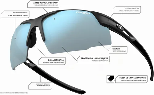 Vista 4 de Gafas de sol Tifosi Optics Centus Golf 100% UVA/UVB, shatterproof polycarbonate. Full-frame fit, hydrophilic nose pads. Built for golf & everyday