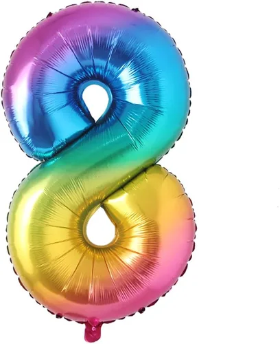 Vista 6 de Globo grande de 40 pulgadas de papel de aluminio arcoíris para cumpleaños, globos con número de helio, decoraciones de fiesta de cumpleaños, figuras