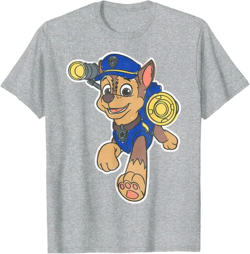 Vista 38 de Paw Patrol Chase Character Patch - Camiseta negra de manga corta con cuello redondo y ajuste clásico, talla S Negro