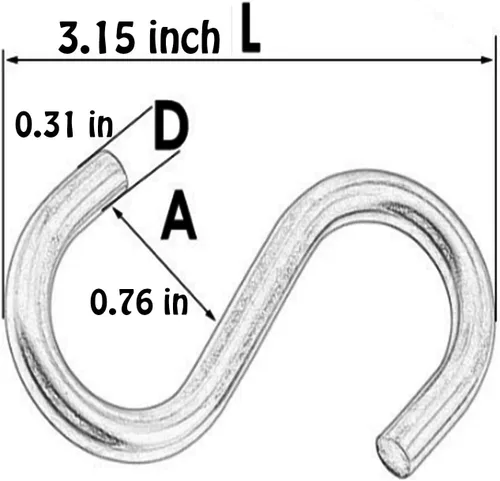 Vista 4 de Axe Sickle Ganchos en S de acero inoxidable 304 de 3 pulgadas, gancho para colgar en forma de S, gancho utilitario para colgar y uso utilitario