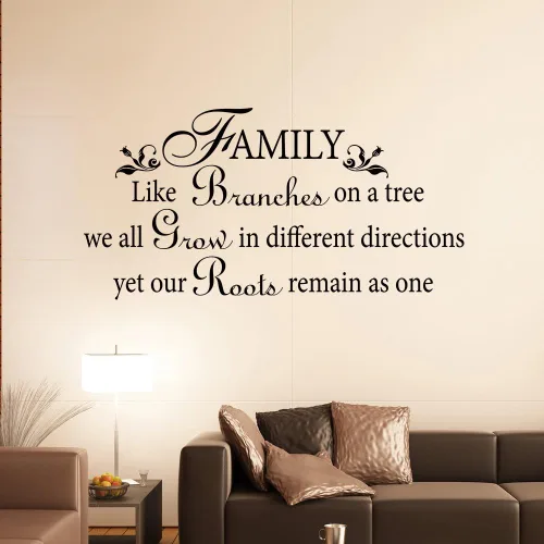 Vista 2 de DigTour WallArt Adhesivo de vinilo para pared con texto en inglés "Family Like Branches on a Tree", vinilo para pared, decoración de sala de estar