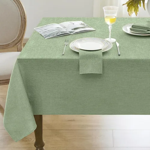 Vista 19 de Softalker Mantel pequeño rectangular con textura de lino de 52 x 70 pulgadas, para exteriores, resistente a las manchas y a las arrugas, decorativo
