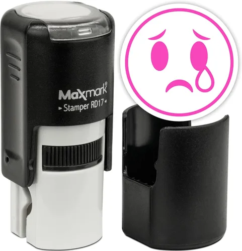 Vista 63 de MaxMark Sello de Emoji Autoentintado Redondo - Enojada - Tinta Negra