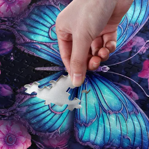 Vista 4 de Butterfly Floral Jigsaw Puzzles 500 Pieces for Adults with Mesh Storage Bag 2011491