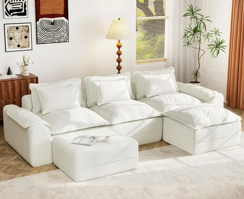Vista 15 de Hobestluk Cloud - Sofá individual de espuma viscoelástica con asiento profundo, sofá en forma de L con funda extraíble, sofá grande para sala