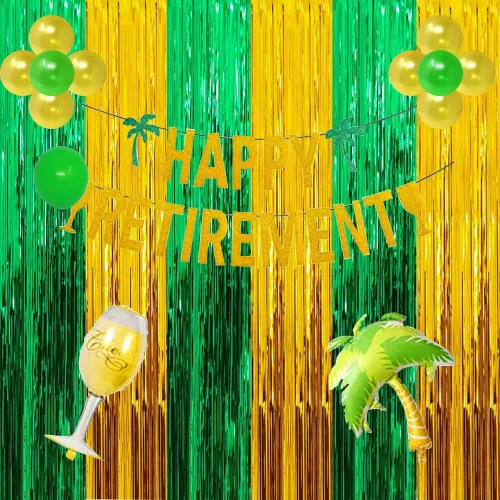 Vista 5 de Cortinas de flecos de papel de aluminio para decoración de fiesta de graduación 2026, telón de fondo para cabina de fotos de oro verde para San