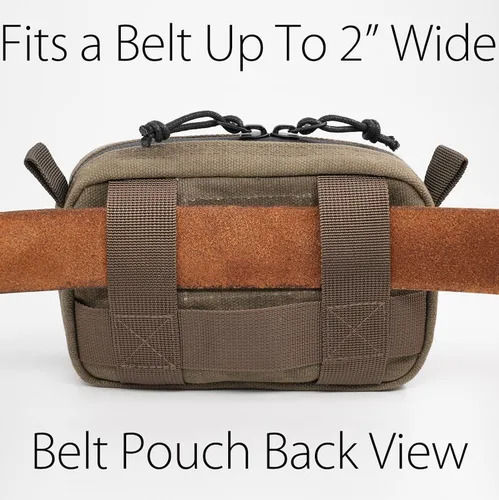 Vista 6 de Bolso Diodrio para Cinturón para Hombres y Mujeres con Cremalleras YKK, Bolso de Cintura para Senderismo, Resistente al Agua, Lona Cera, Oliva