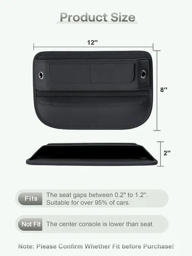 Vista 6 de Owntow Organizador de Espacio para Asiento de Coche Universal de Piel Premium, Organizador de Consola Central con Ranuras para Tarjetas para Coche