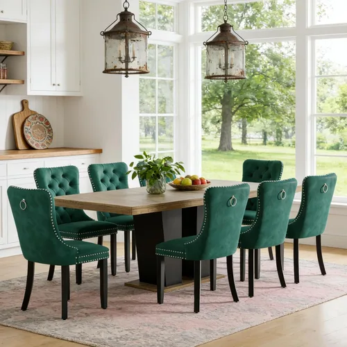 Vista 28 de Mesa de comedor extensible de 78.74 pulgadas para 6 8 y 10 pulgadas, moderna mesa de comedor extensible de granja con base de doble pedestal, mesa