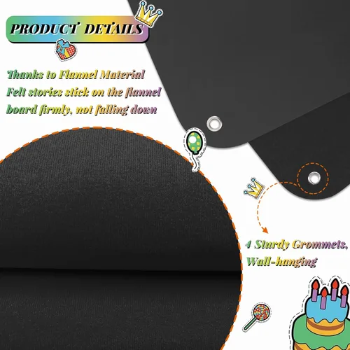 Vista 5 de Craftstory Tablero de franela de 3.5 pies para niños pequeños preescolares como niños, historias de fieltro para niños, kits de juego para colgar