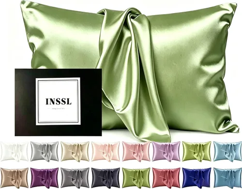 Vista 18 de INSSL - Funda de almohada de seda para mujeres, funda de almohada de seda de morera para cabello y piel, mantente cómoda y transpirable durante