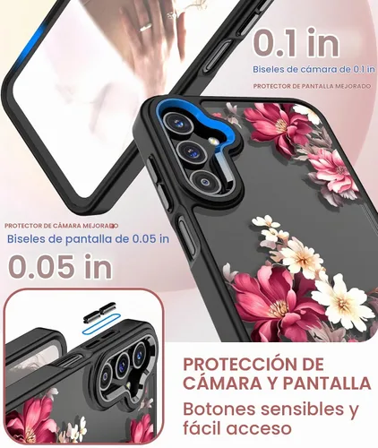 Vista 3 de Funda para Samsung A15 5G con protector de pantalla de vidrio templado, Galaxy A15 5G [protección de grado militar] TPU suave y policarbonato duro