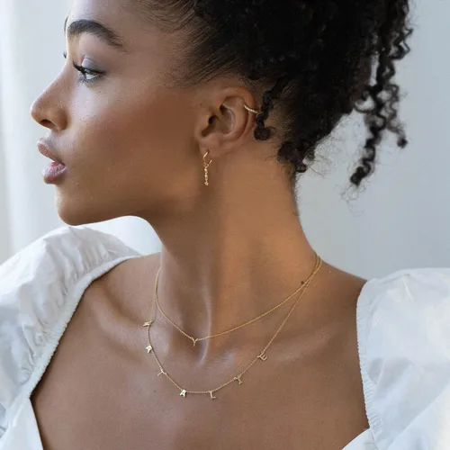 Vista 5 de Oak&Luna - Collar personalizado con inicial INEZ con hasta 8 iniciales, con o sin diamante, plata, chapado en oro, chapado en oro rosa, vermeil, oro