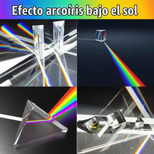 Vista 2 de QFkris Paquete de 6 prismas de fotografía de cristal óptico K9, incluye bola de cristal de 1.969 in, cubo, pirámide óptica, prisma triangular