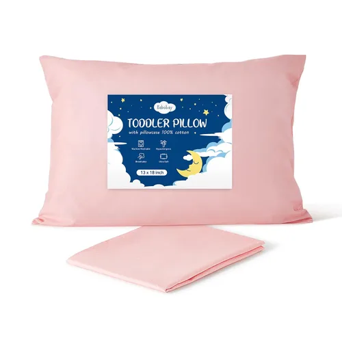 Vista 15 de Babebay Almohada para niños pequeños, almohadas de 13 x 18 pulgadas para dormir, lavable a máquina, con funda de almohada de algodón suave, 1 paquete