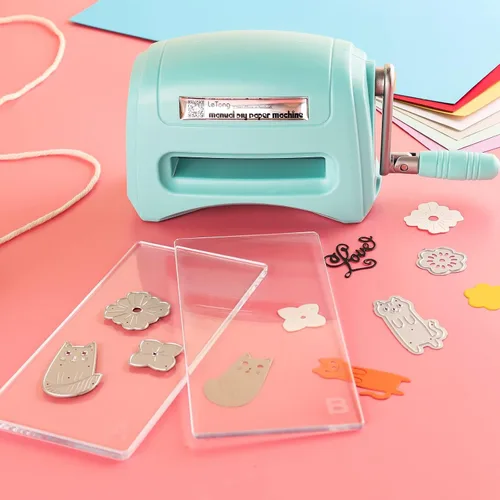 Vista 7 de BAOFALI Mini máquina de troquelado manual; máquina portátil de troquelado y estampado en relieve para bricolaje, troquelado, tarjetas de papel