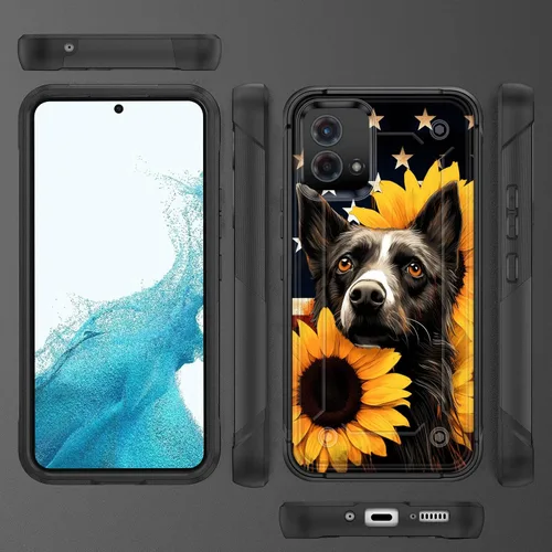 Vista 6 de Funda para Moto G Stylus 5G 2023, resistente de doble capa de policarbonato duro y silicona suave, resistente a prueba de golpes, funda protectora