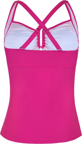 Vista 3 de Firpearl Tankini para mujer, traje de baño con espalda cruzada, fruncido con control de abdomen