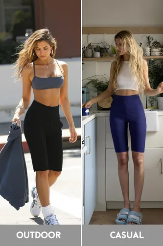 Vista 5 de Pantalones cortos largos para mujer, 12 pulgadas, longitud a la rodilla, casual, para entrenamiento, atletismo, natación, bermudas
