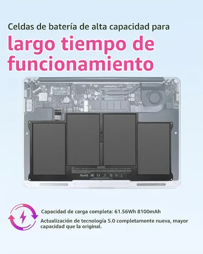 Vista 5 de ASMARK Batería de repuesto para MacBook Air A1466, 13 pulgadas, 2012-2017