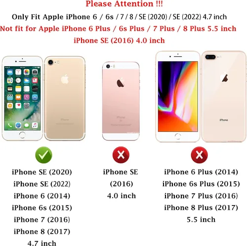 Vista 2 de Funda para iPhone SE (3ª y 2ª generación 2022/2020) y iPhone 8/7/6 con cubierta para lente de cámara, protector de pantalla HD, protección contra