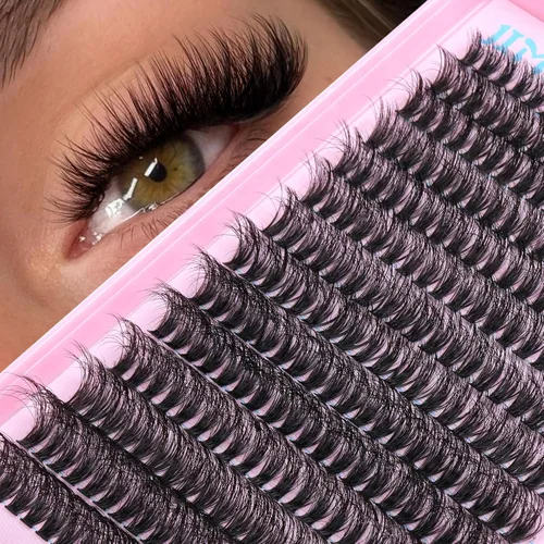 Vista 14 de JIMIRE Extensiones de pestañas naturales en racimo 320 piezas, extensiones de pestañas en racimo Wispy 30D+40D, rizadas en D, 9-16MM, mezcladas