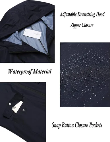 Vista 5 de COOFANDY Chaqueta impermeable para hombre, con capucha, ligera, resistente al viento, para exteriores, larga