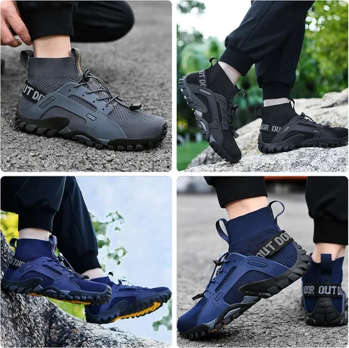 Vista 4 de Lymeral Zapatos acuáticos de senderismo para hombre, tenis deportivos de punto, para pesca, senderismo, antideslizantes, para entrenamiento