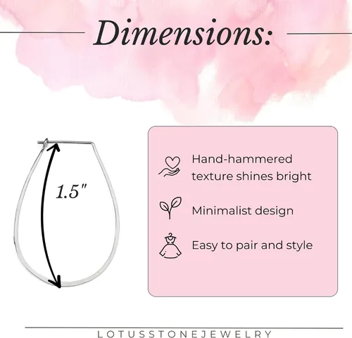 Vista 126 de Aretes de aro finos martillados, elegantes plata esterlina geométrica sólida, relleno de oro y relleno de oro rosa; para mujer por Lotus Stone