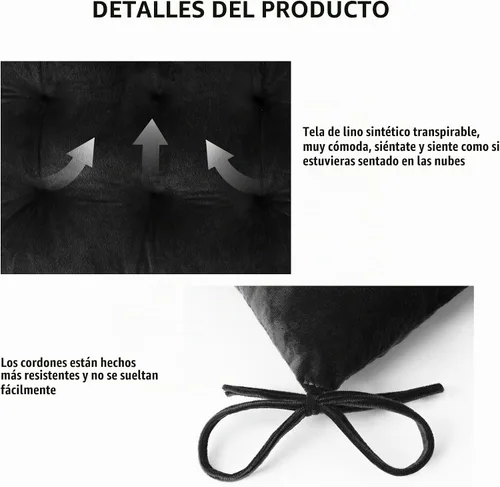 Vista 7 de ELFJOY Cojines para silla mecedora copetudo con respaldo alto y cojín de Negro