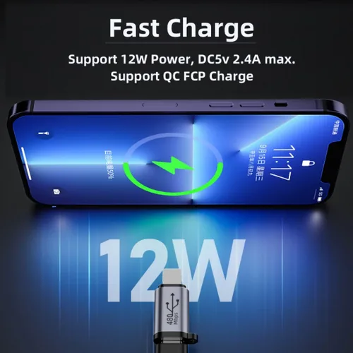 Vista 2 de chenyang Paquete de 2 USB 2.0 USB C/Micro USB macho a 8P hembra 480Mbps transferencia de datos 12W 5V 2.4A adaptador convertidor de carga