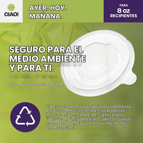 Vista 3 de CIAO! Tapa de PP de 3.543 in de diámetro, diseñada y apta para contenedores de papel de 8 oz (1000/caja)