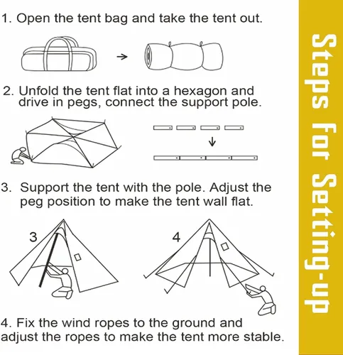 Vista 6 de FIREHIKING Tienda de Campaña Caliente - Tipi Ultraligero con Conector para Estufa para 1-2 Adultos