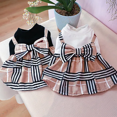 Vista 5 de Ropa para perros pequeños, niñas, lindos vestidos con lazo, vestido de princesa de verano, ropa cómoda y transpirable para mascotas, trajes
