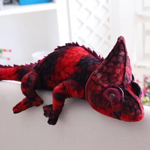 Vista 7 de Juguete de peluche de camaleón de simulación, súper suave de 27.55 pulgadas, juguete de peluche de camaleón de lagarto lindo y realista, regalo