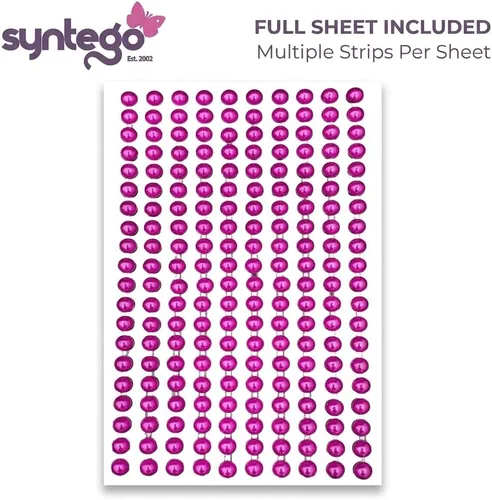 Vista 7 de Syntego 200 perlas redondas de color rosa fucsia de 0.236 in con respaldo plano y cuentas autoadhesivas redondas