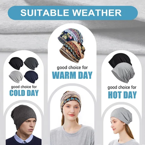 Vista 2 de ELLEWIN Gorro de algodón holgado hip-hop, suave, ligero, para correr, para adultos, para hombres y mujeres