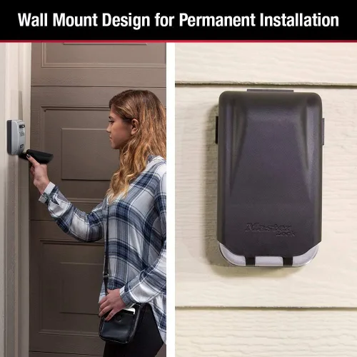Vista 3 de Master Lock 5425D - Caja de seguridad para montaje en pared con diales iluminados, establece tu propia combinación, capacidad de 6 llaves