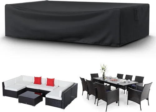 Vista 12 de Cubiertas para muebles de patio STARTWO impermeables, resistentes a los rayos UV, resistentes a los desgarros, resistentes para 7-12 asientos