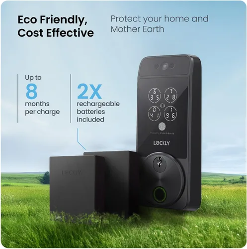Vista 8 de Lockly Visage Zeno Series Smart Lock, Cerradura inteligente con reconocimiento facial y entrada sin llave por huellas dactilares, cerrojo
