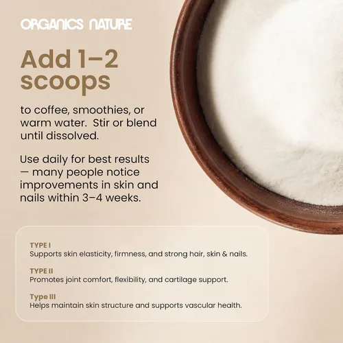 Vista 4 de ORGANICS NATURE Polvo de péptidos de colágeno con sabor a caramelo de vainilla y musgo marino irlandés Colágeno hidrolizado de origen natural
